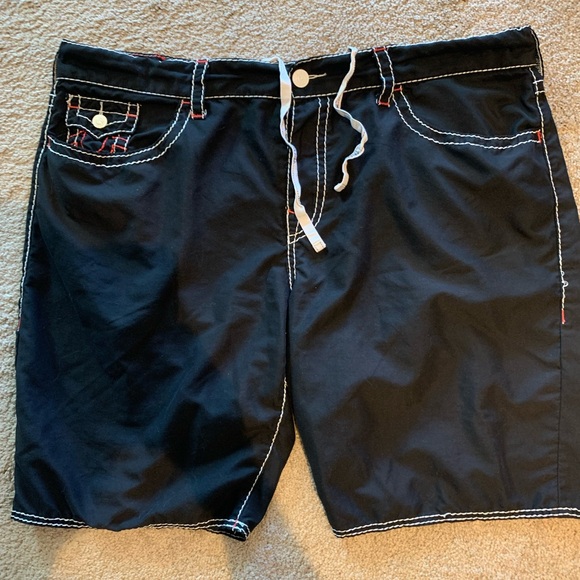 True Religion Other - True Religion Black Board Shorts with White Stitching